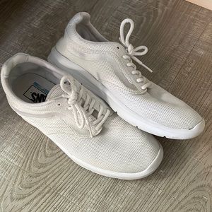 Vans White Mesh Sneakers, Women’s Sz 10